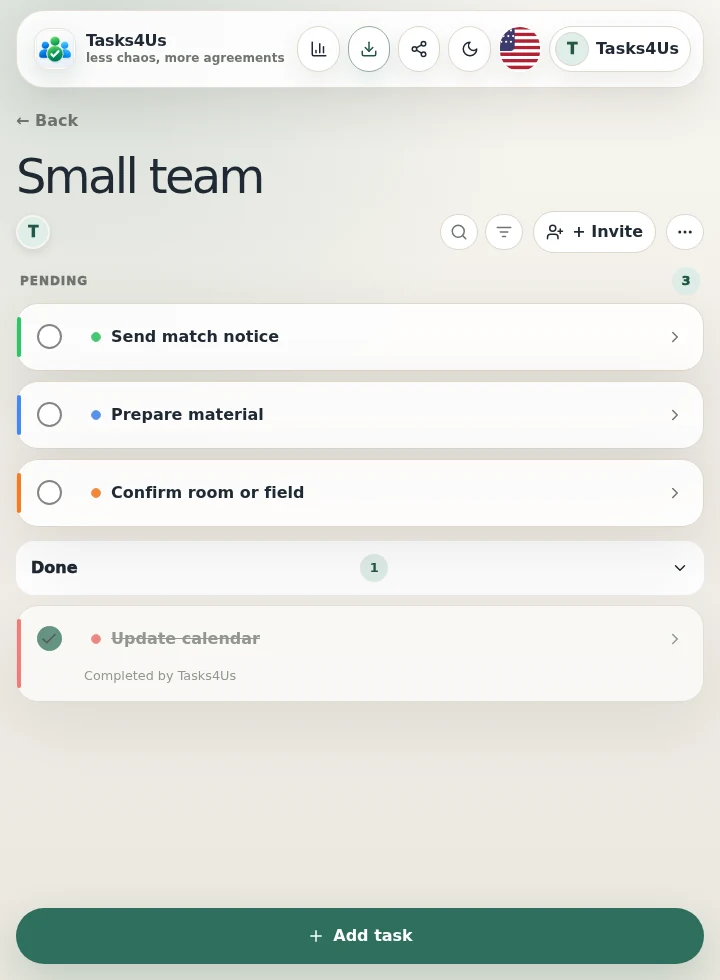 Tasks4Us task group for Simple task manager for small teams